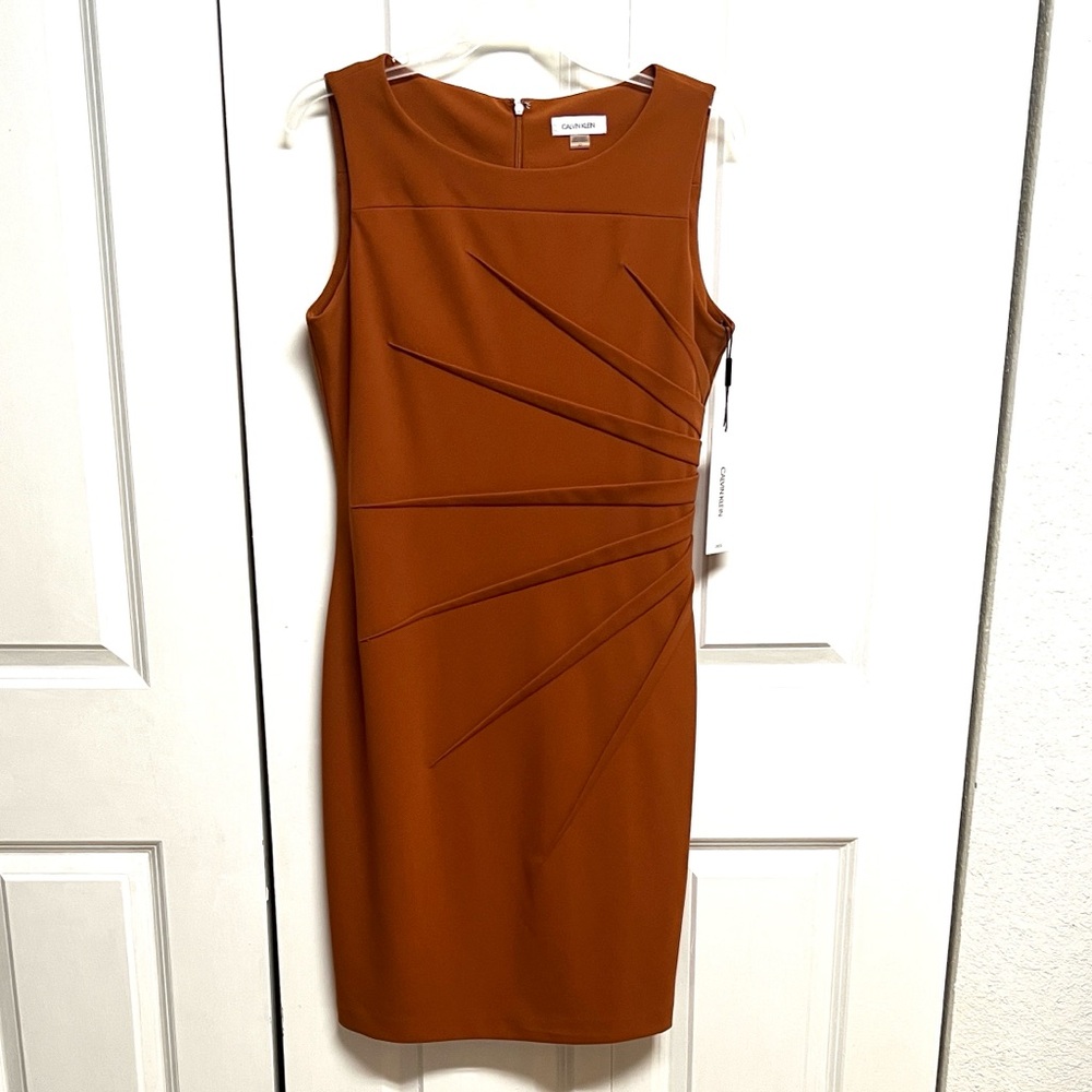 Calvin Klein Sleeveless Rust-Brown Sheath Dress Size 10 NWT